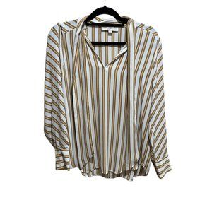 Loft Long Sleeve Button Blouse with Tie at Neck